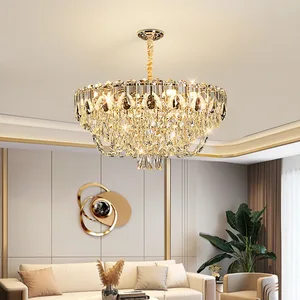 Europe Ceiling Pendant Light Bright Modern Luxury Indoor Crystal Led Chandelier for Dinning Room Living Room