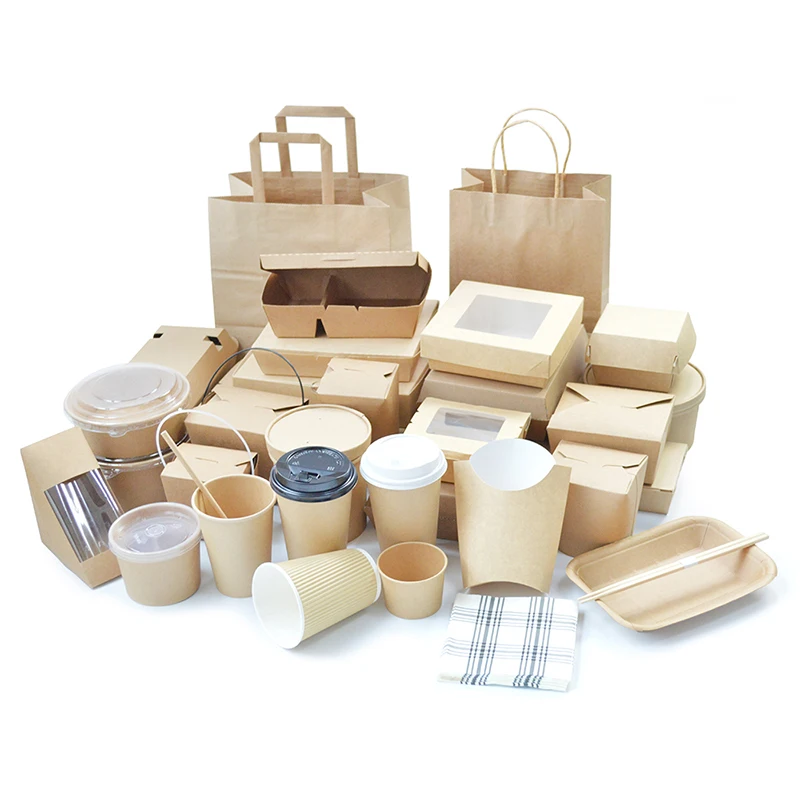 Disposable Kraft Paper Heat-resisting Microwaveable Take Out Food ...