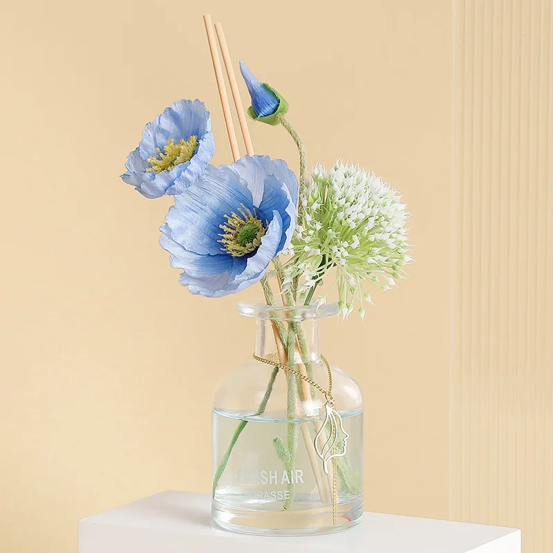 Reed Diffuser Custom Home Decoration Glass Reed Diffuser Fire Free Aromausible Dried Flowers