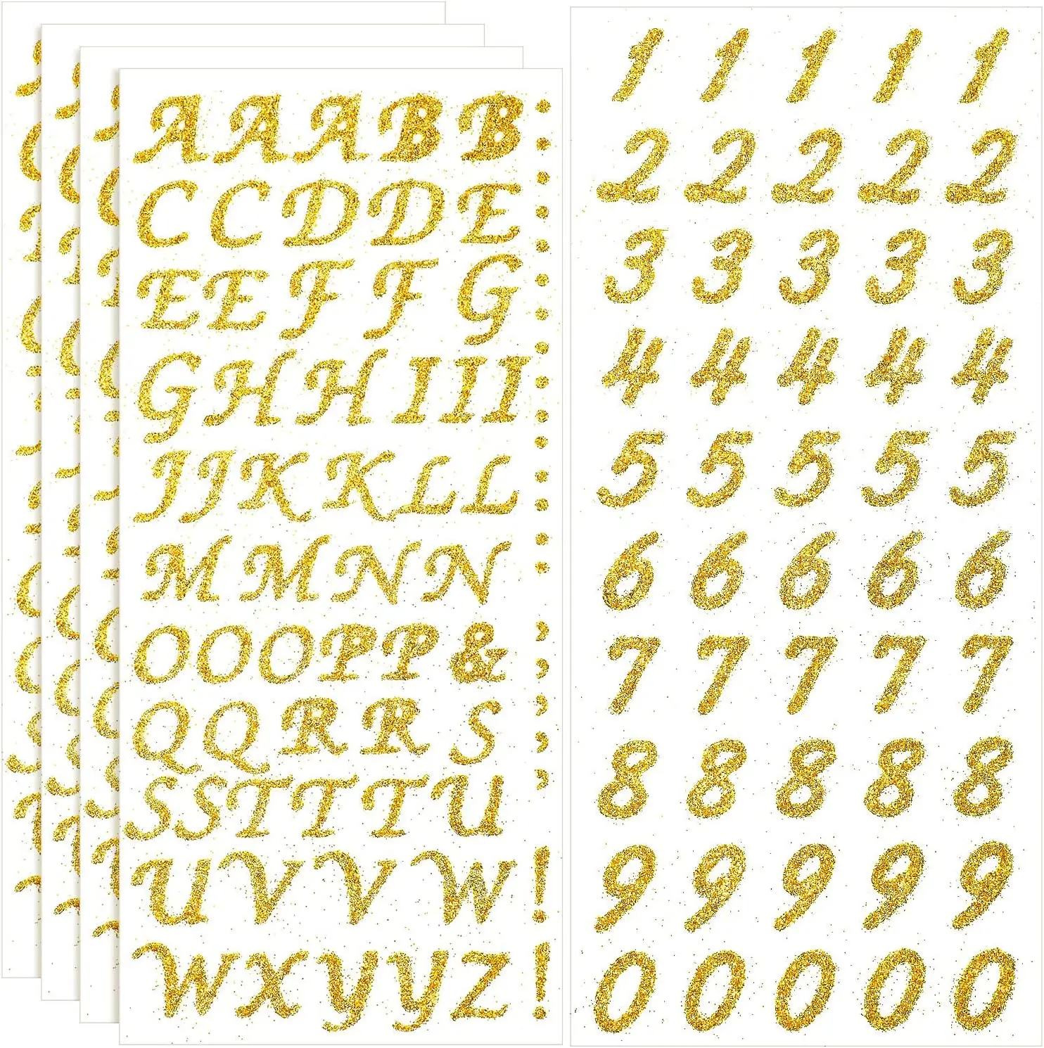 Glitter Cursive Alphabet and Number Stickers Self Adhesive Glitter ...