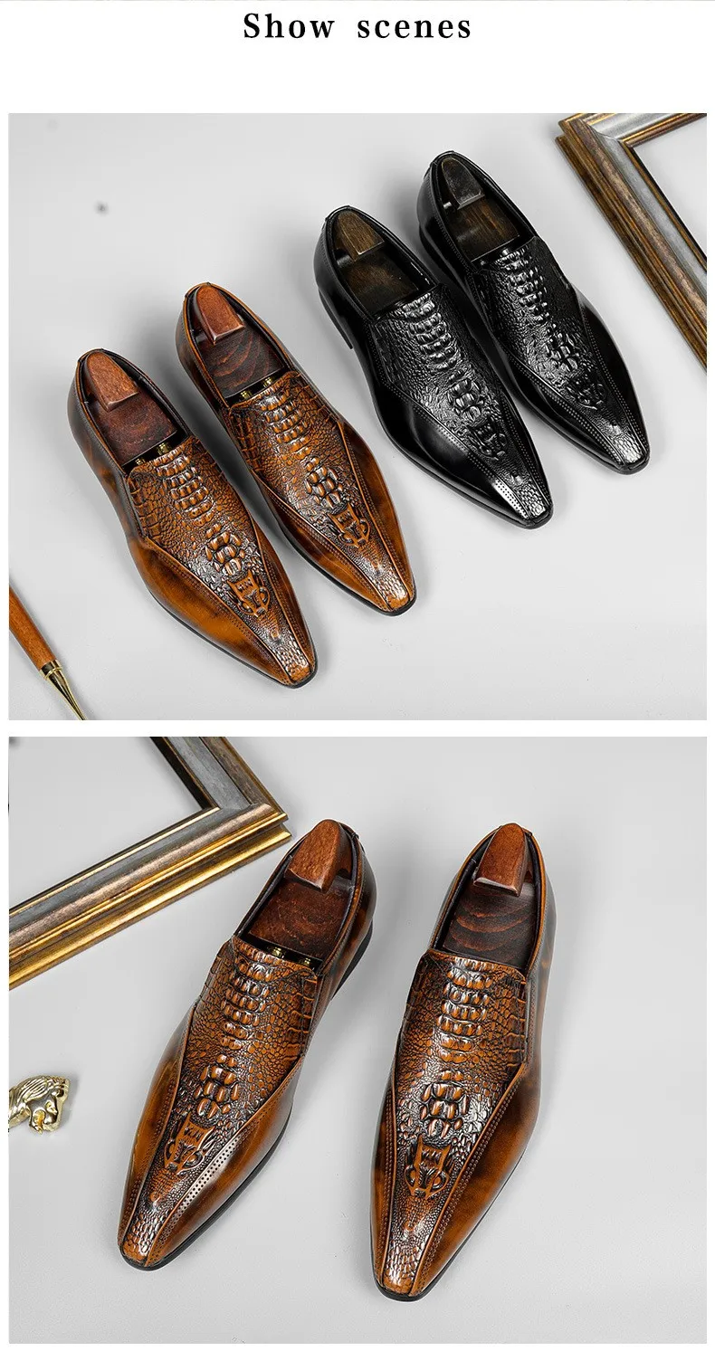 Size 36-45 Luxury Fashion Dress Shoes Mens Crocodile Shoes Leather Men ...