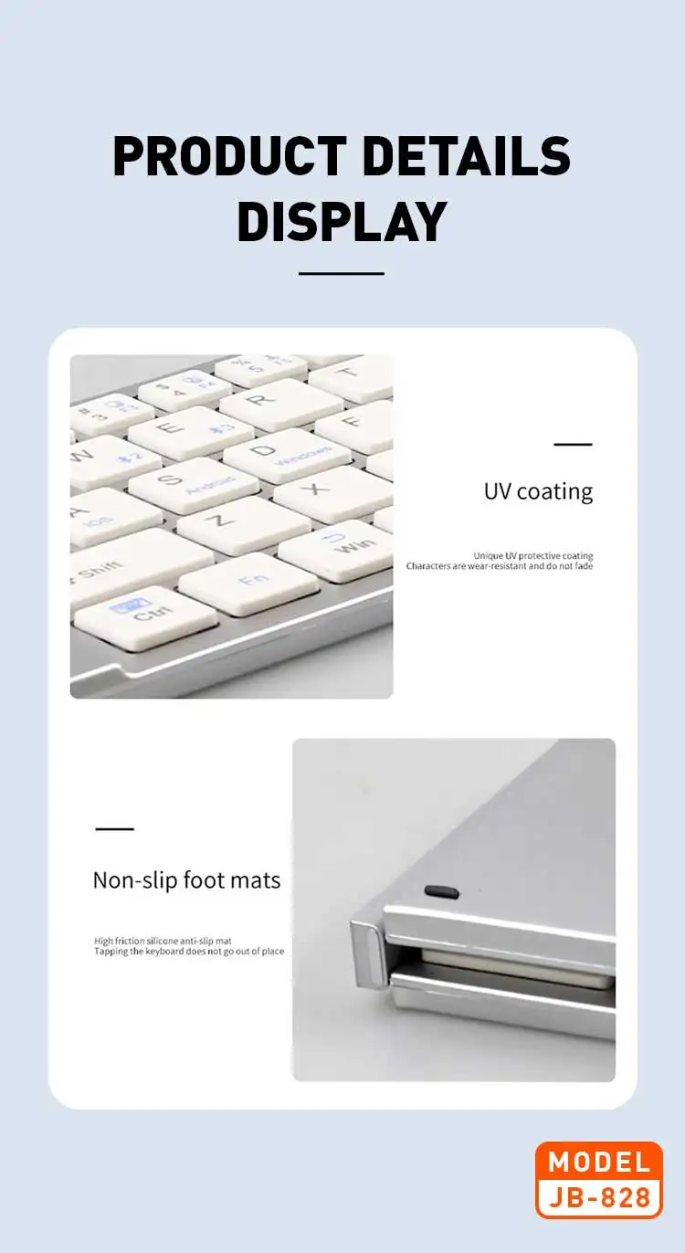 Jeqang JB-828 BT Ultra-Thin Folding Keyboard 2-Fold Design for Table and Laptop Use New Product