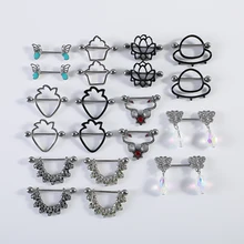 1 pair of stainless steel piercing nipple rings Skeleton Cloud sexy women's nipple jewelry Fashion body piercing jewelry