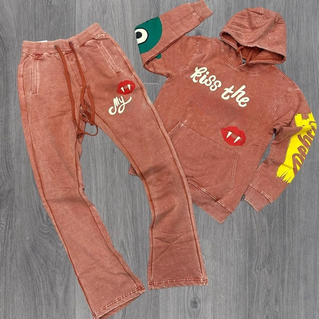 Wholesale Men Sweatsuit Sets Jogging Heavy Weight Sun Faded Baggy