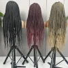 Hand Made Glueless Afro Thin Braid Hd Lace Synthetic Hair Wigs Full Lace Braided Wigs for Black Women