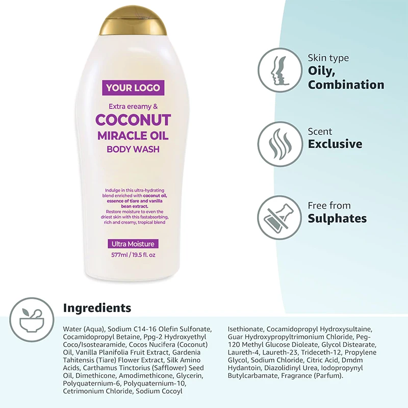Moisturizing Extra Creamy + Coconut Miracle Oil Ultra Deep Cleansing and Refreshing Body Wash Shower Gel(pic5)
