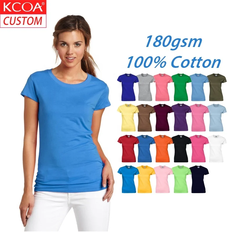 KCOA in Stock Round Neck Tshirt Plain T Shirts Custom Printing Blank T-shirt for Women