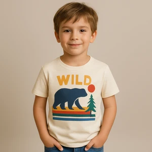 OEM Boys Printed Cotton T-Shirt Cartoon Bear Design Kids Short Sleeve Summer Tee Round Neck Custom T Shirt Kids