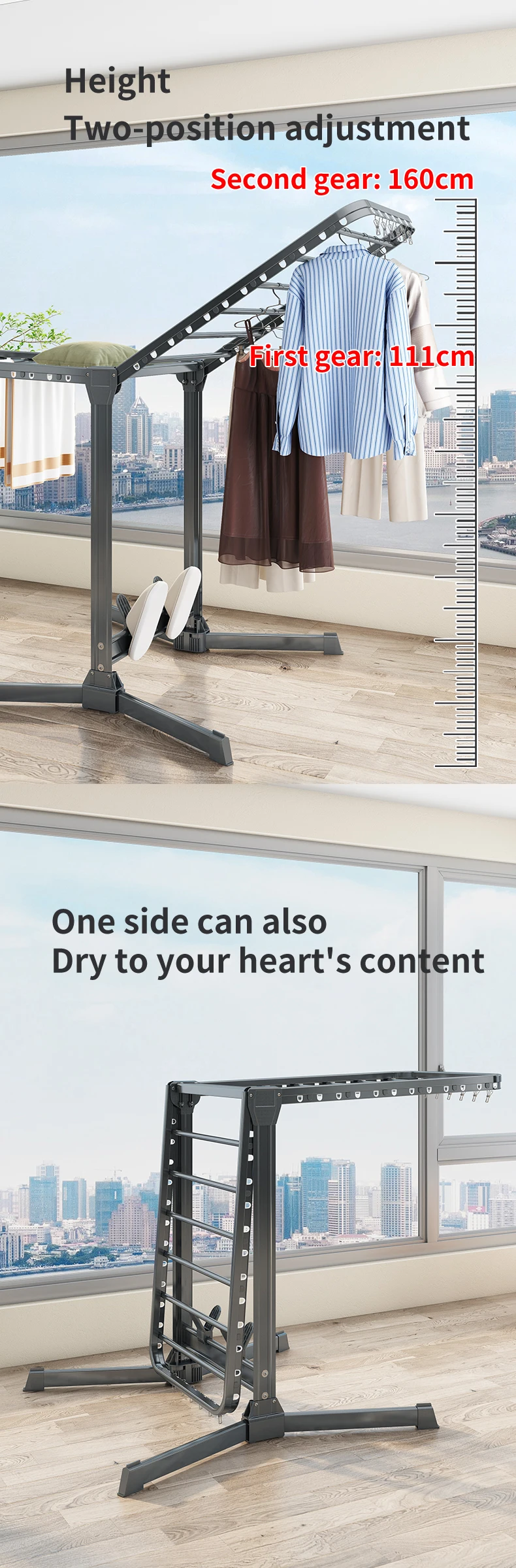 High Level Quality Aluminum Alloy Heavy Duty Standing Foldable Clothes