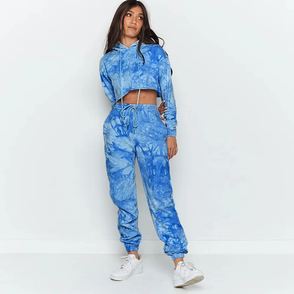 blue and white tie dye sweatsuit