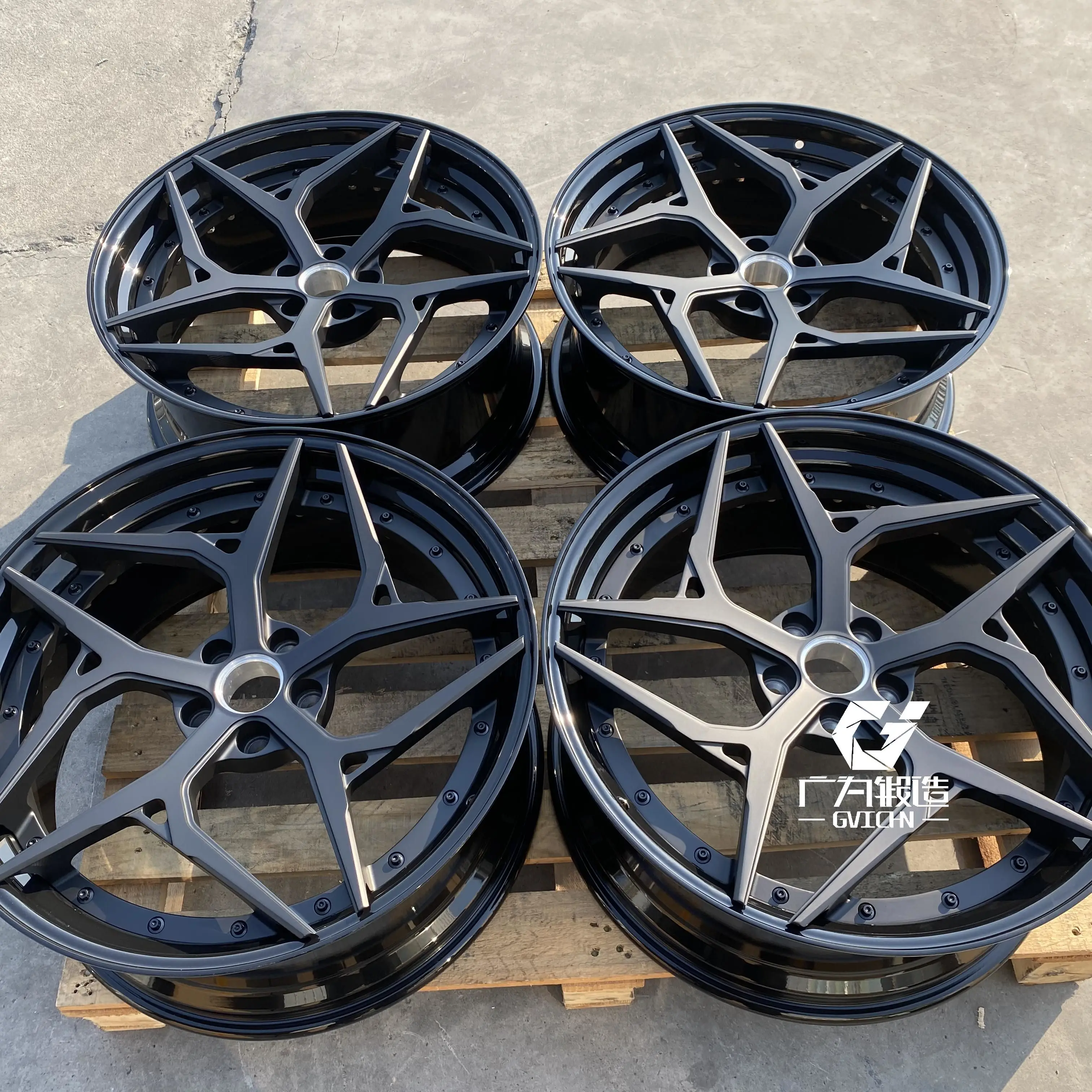 GVICHN Custom 18 19 20 21 22inch Rim 5x112 5x114.3 5x120 6061 T6 Aluminum Alloy Two Piece Forged Racing Passenger Car Wheels