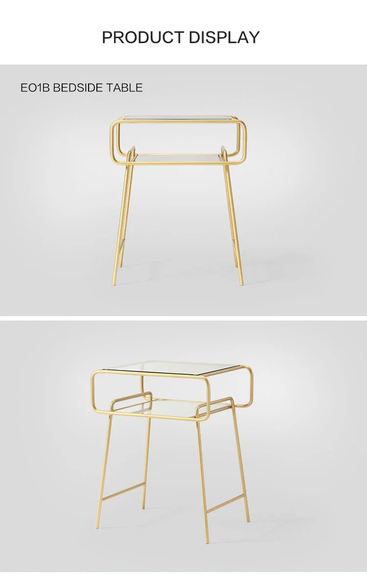Linsy Modern Luxury Nordic Bed Side Table Glass Gold Comodini French Bedside Lamp Table Organiser Night Stand Bedroom EO1B