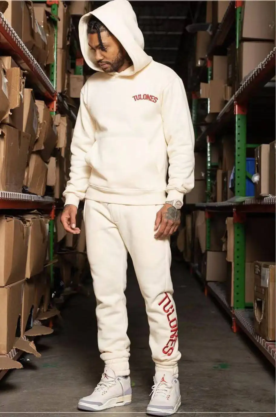 2 Piece Sweat Suits Embroidery Print Hoodies Tracksuit Custom Cotton