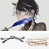 Half-framed glasses + gold necklace