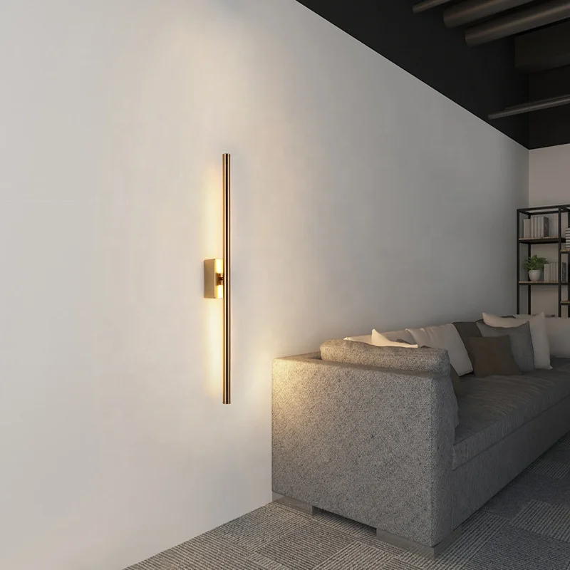 Modern Simple Linear Tube LED Wall Lamp up Down Background Opposite Wall Light LED Bedside Foyer Corridor Black Gold LED Sconce