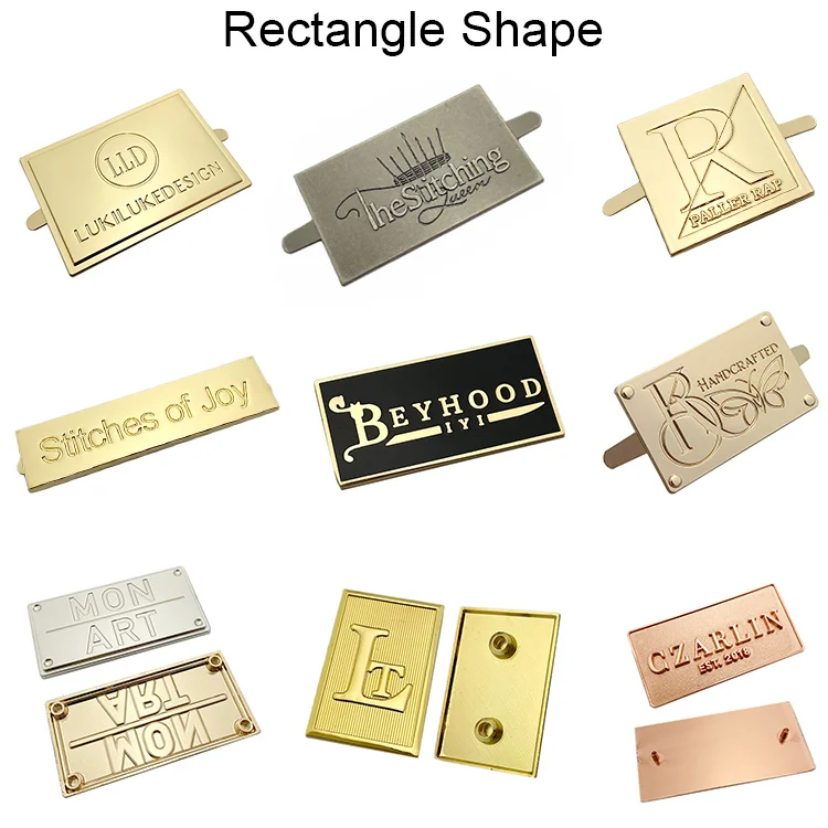 Bag Hardware Labels Custom Gold Small Brand Name Letters Engraved Metal ...