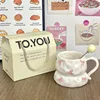 [Gift Box Set with Round Spoon] Hand-held Cup with Bow