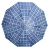 10-bone three-fold large umbrella surface-green blue plaid
