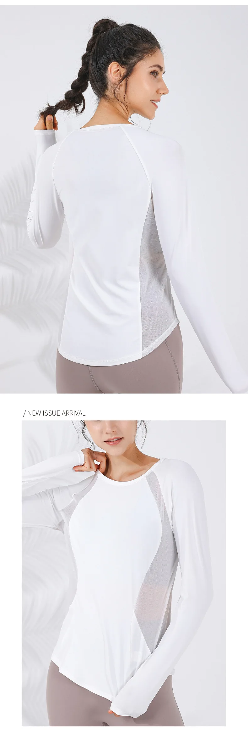 Wholesale Top Quality Women Long Sleeve Compression Workout Shirts Mesh ...