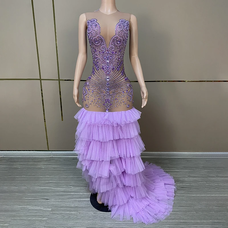 Novance Y3706 Stunning Custom Dresses Women Manufacturer Ruffle Evening  Dress for Party Birthday Rhinestone Dress Plus Size