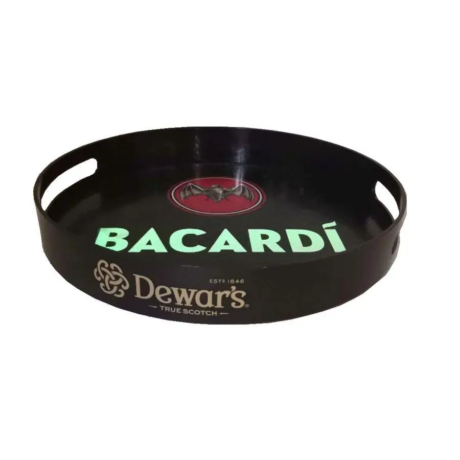 Vassoio Da Portata Rotondo In Legno Massello - Antiscivolo, Per Tè/Caffè/Cibo, Design Elegante Nero - Foto 3