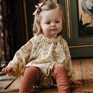 New Fashion Baby Girl Romper Cute Light Beige Long-sleeved Girls Outfit Dress ODM OEM Product