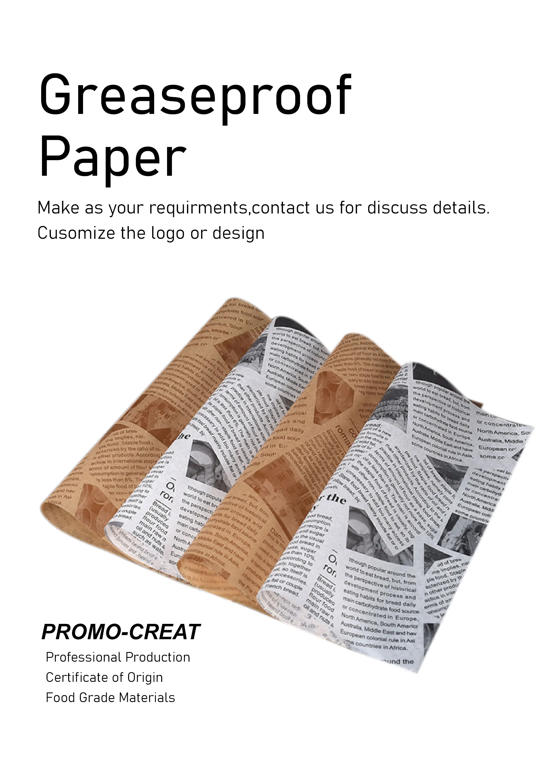 Disposable Picnic Wrap Paper Eco Friendly Grease Proof Sandwich Wrapping Paper Grease Proof Food