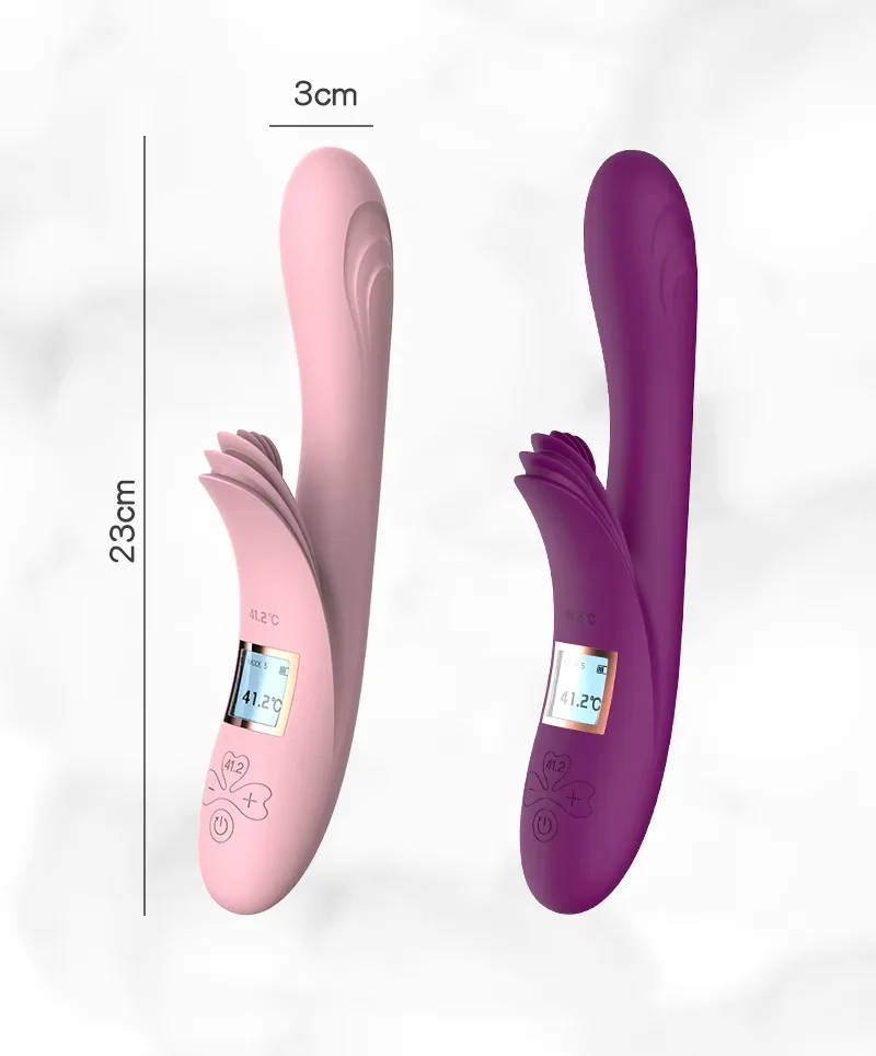 OEM Intelligent LCD Screen Heating Sex Toy For Women G Spot Rabbit Vibrator Wand With Multiple Tongues Dildo Adult Supplies_voghion.com