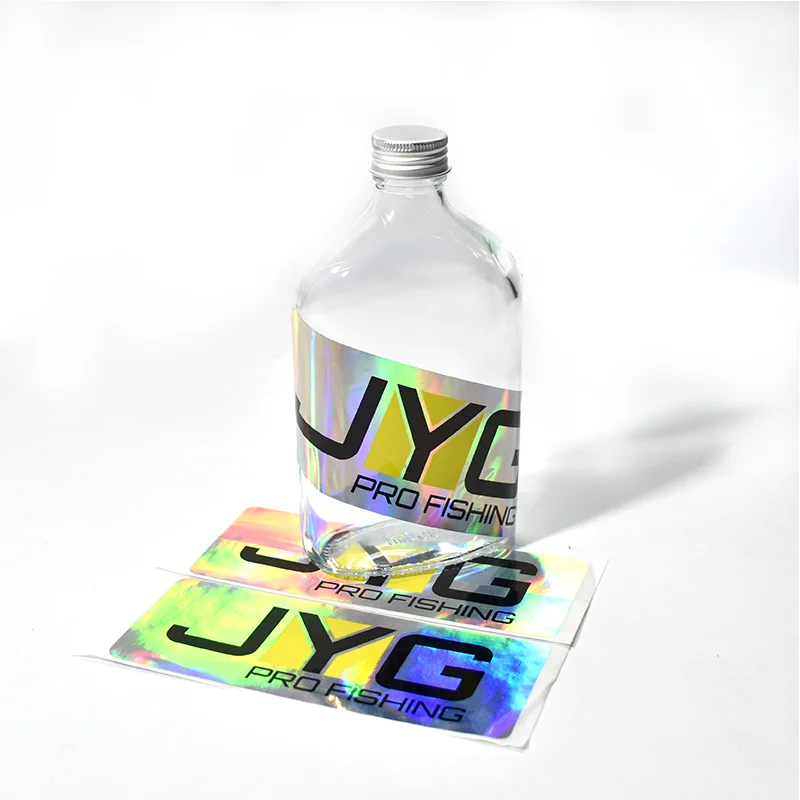 Custom Holographic Self Adhesive Label Bottled Beverage Vinyl Sticker Roll Sheet Packaging Waterproof for Vodka Beer Juice Wine