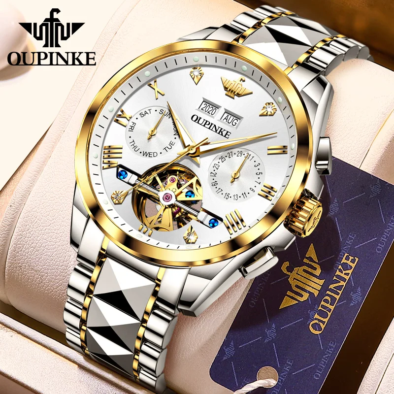 Наручные часы с турбийоном, роскошные мужские водонепроницаемые автоматические механические часы с полным календарем и логотипом OEM