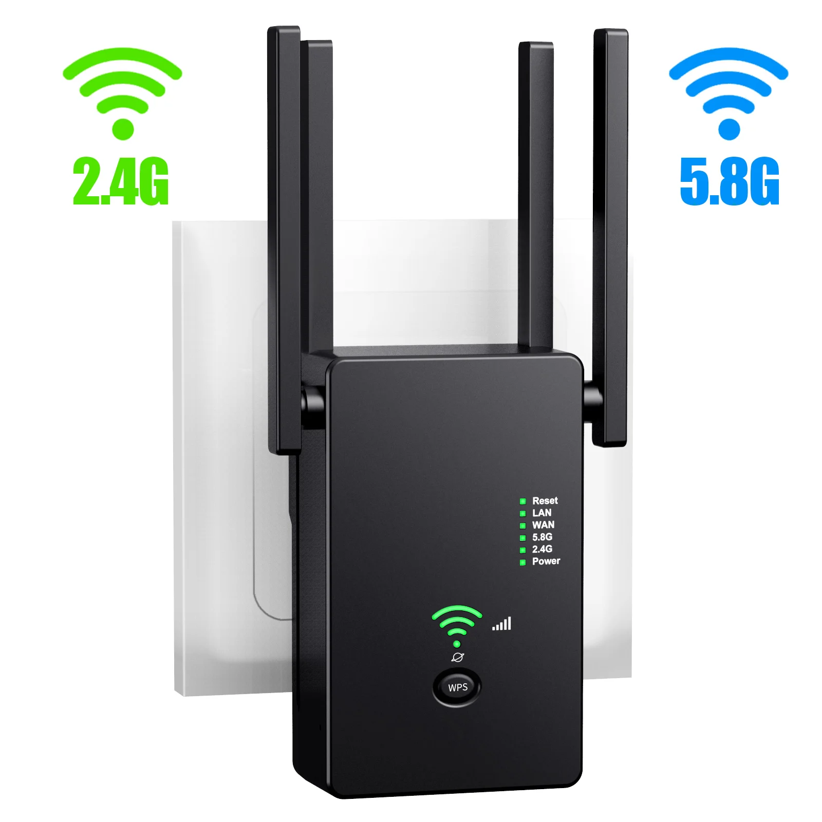 Support Repeater/Router/AP Mode White 2.4 & 5GHz Dual Band Signal Booster WiFi Range Extender 1200Mbps WiFi Extender Internet Booster up to 3000sq.ft 