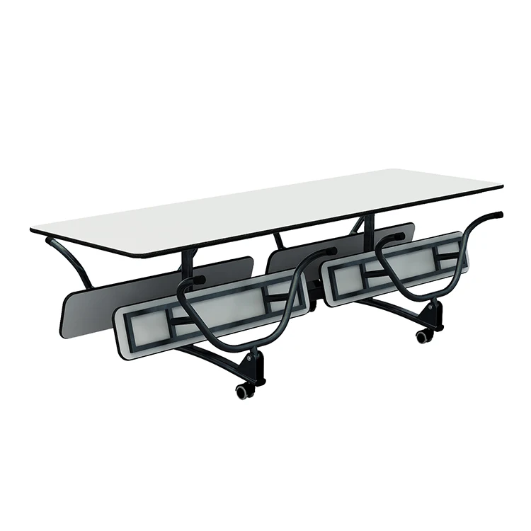 University Mobile Wooden Canteen Dining Table School Folding Canteen Table With Bench