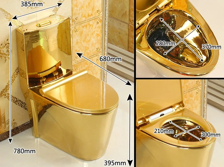 Bathroom Floor Mount Dubai Electroplated Golden Plated Color Wc Luxury