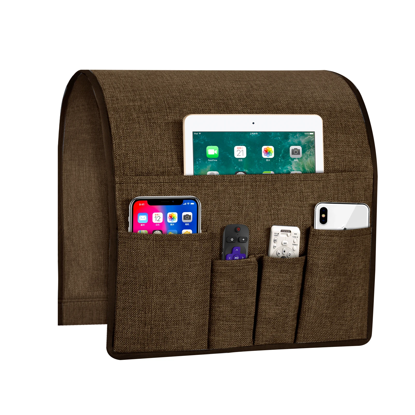 Sofa Organizer for Ipad FOONEE Armrest Organizer with Tray Magazines. Cups,Pens Book Newspaper Remote Game Controller 