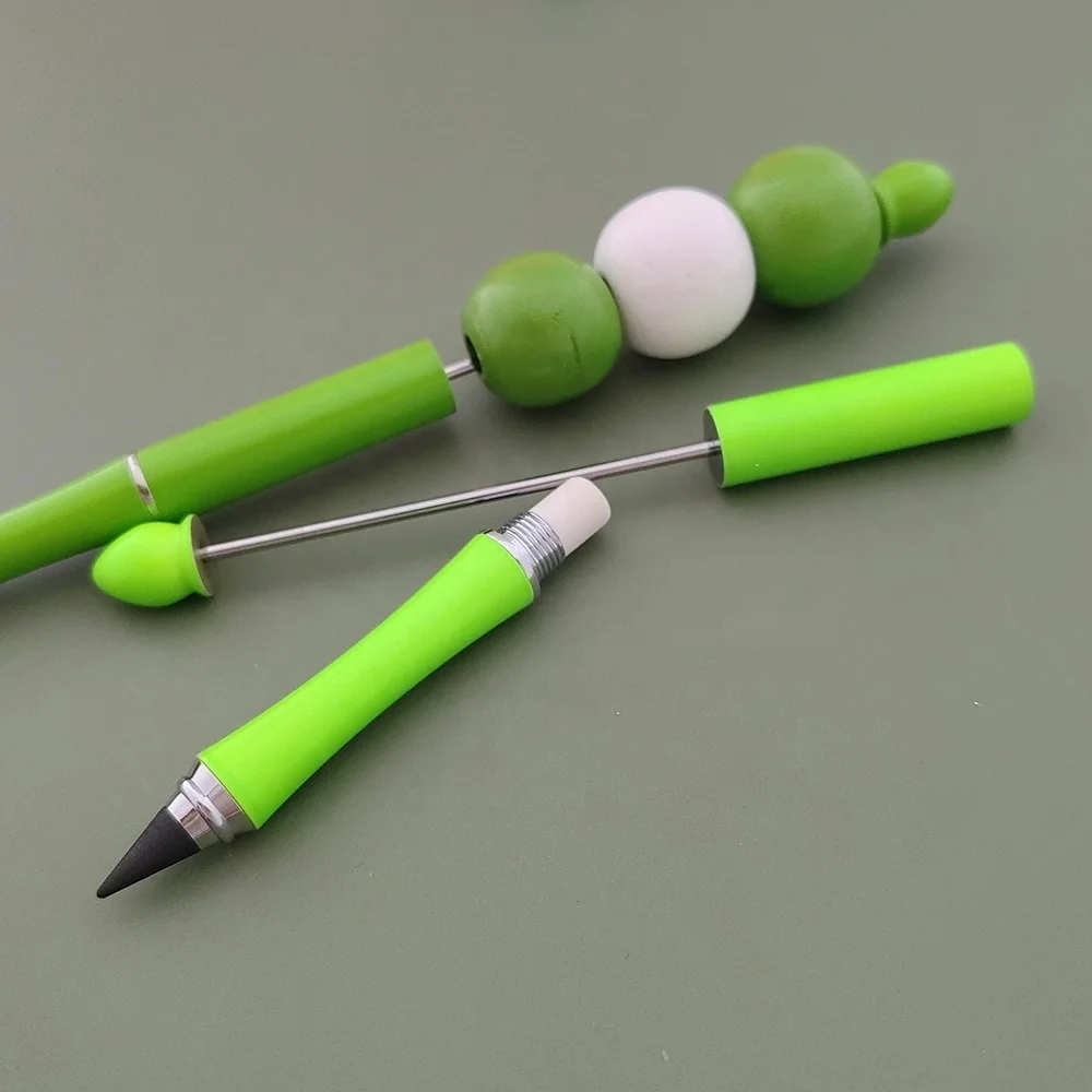 2023 New Beadable Items Gorgeous No Lead Erasable Metal Beaded Inkless DIY Eternal Eraser Inserted Everlasting Pencil Beadable