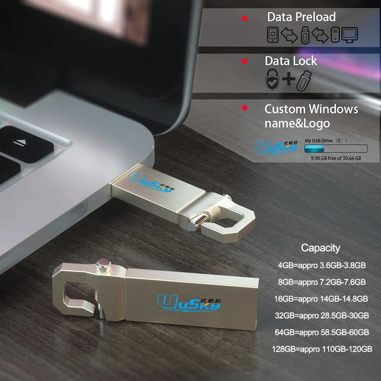 Metal Thumb Drive Udp Support Customized Usb Flash Drive  Flash Disk Pen Usb 2.0 Memory Flash Drive Keychains Pen Custom Usb