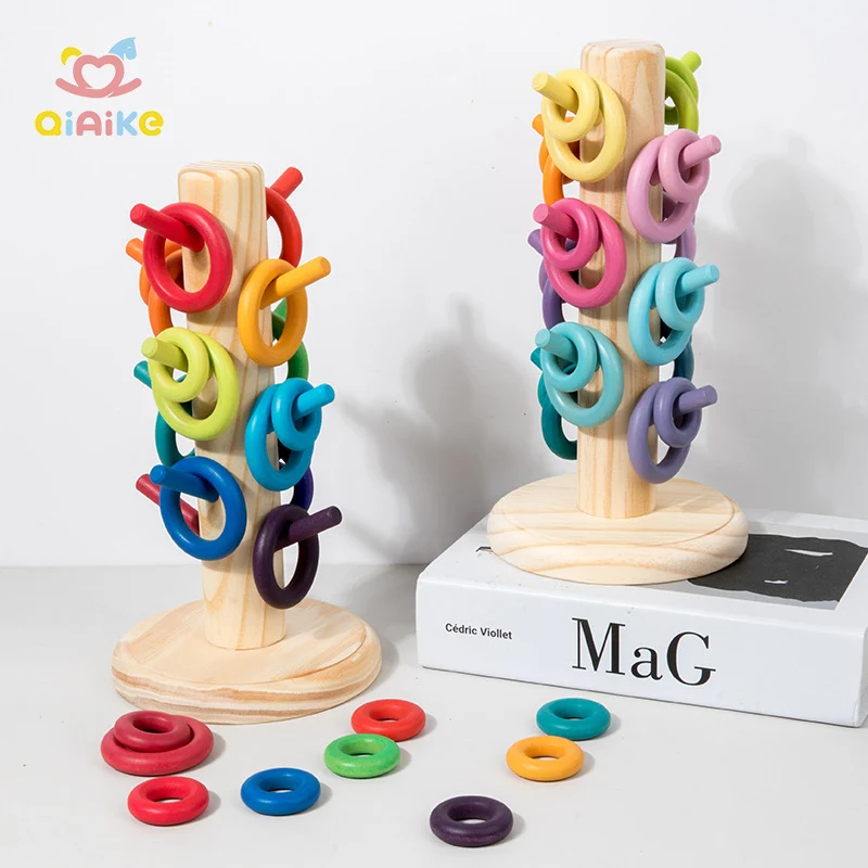 CPC CE Wholesale Rainbow Tree Game Color Sorting Wooden Building Blocks Early Education Puzzle Toys DIY Style Unisex for Baby