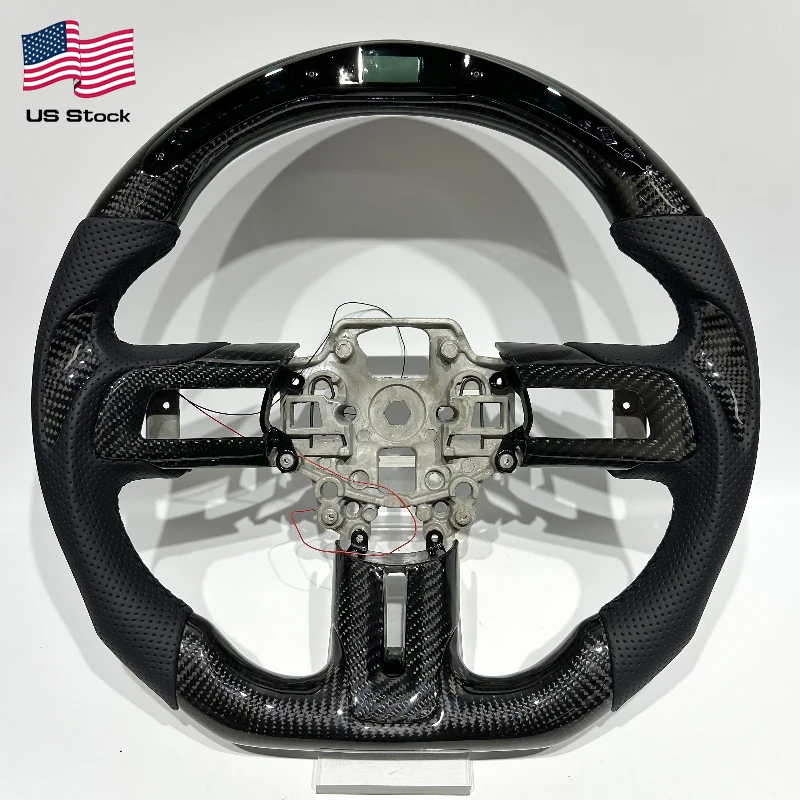 Carbon Fiber & Perforated Leather Steering Wheel for Ford Mustang 2015-2023