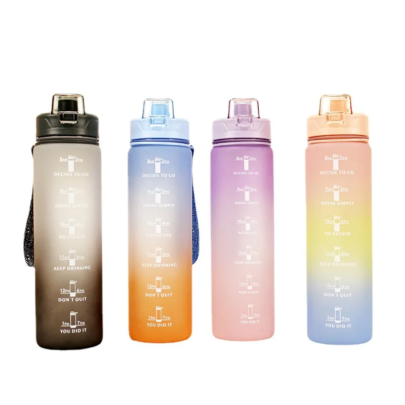 4pcs Large Capacity Water Bottles Set Gradient Color Sports Plastic Water  Bottle Outdoor Sports Portable Water