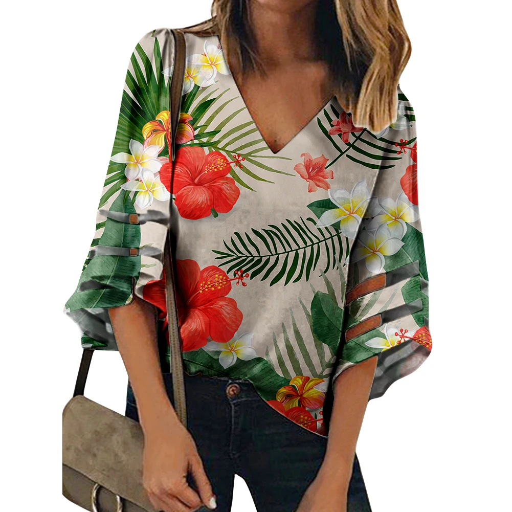 Fall Clothing For Women Blue Background Yellow And Red Hibiscus Flowers  Graphic Design Printed Aloha Tops Blouse For Ladies - Buy Fall Clothing For  Women,Blouse For Ladies,Design Printed Blouse Product on 