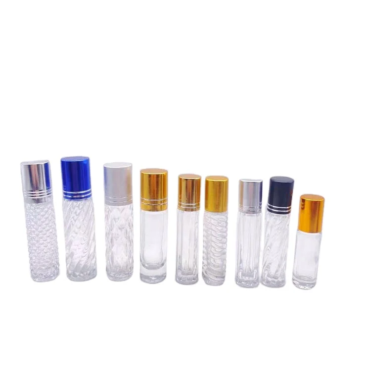 Wholesale Factory Direct 3ml 4ml 5ml 6ml 8ml 10ml 15ml Unique Design Steel clear Empty  Roll on Glass Bottle with Aluminium Cap