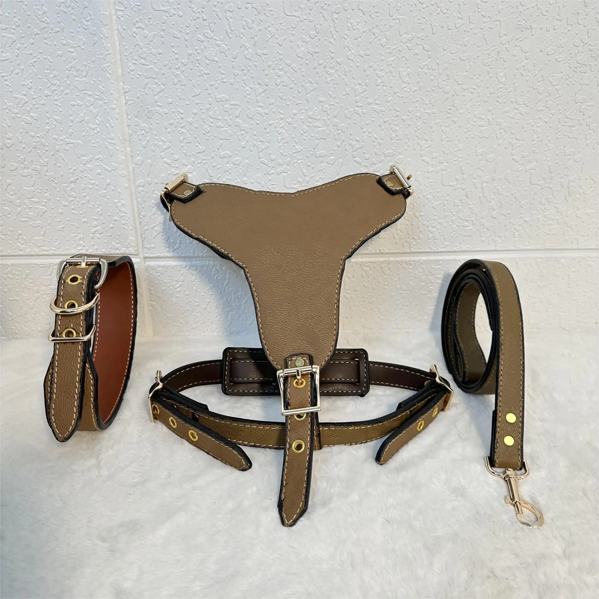 Luxury Adjustable Pet Puppy Pu Leather Dog Harness Designer Dog Harness