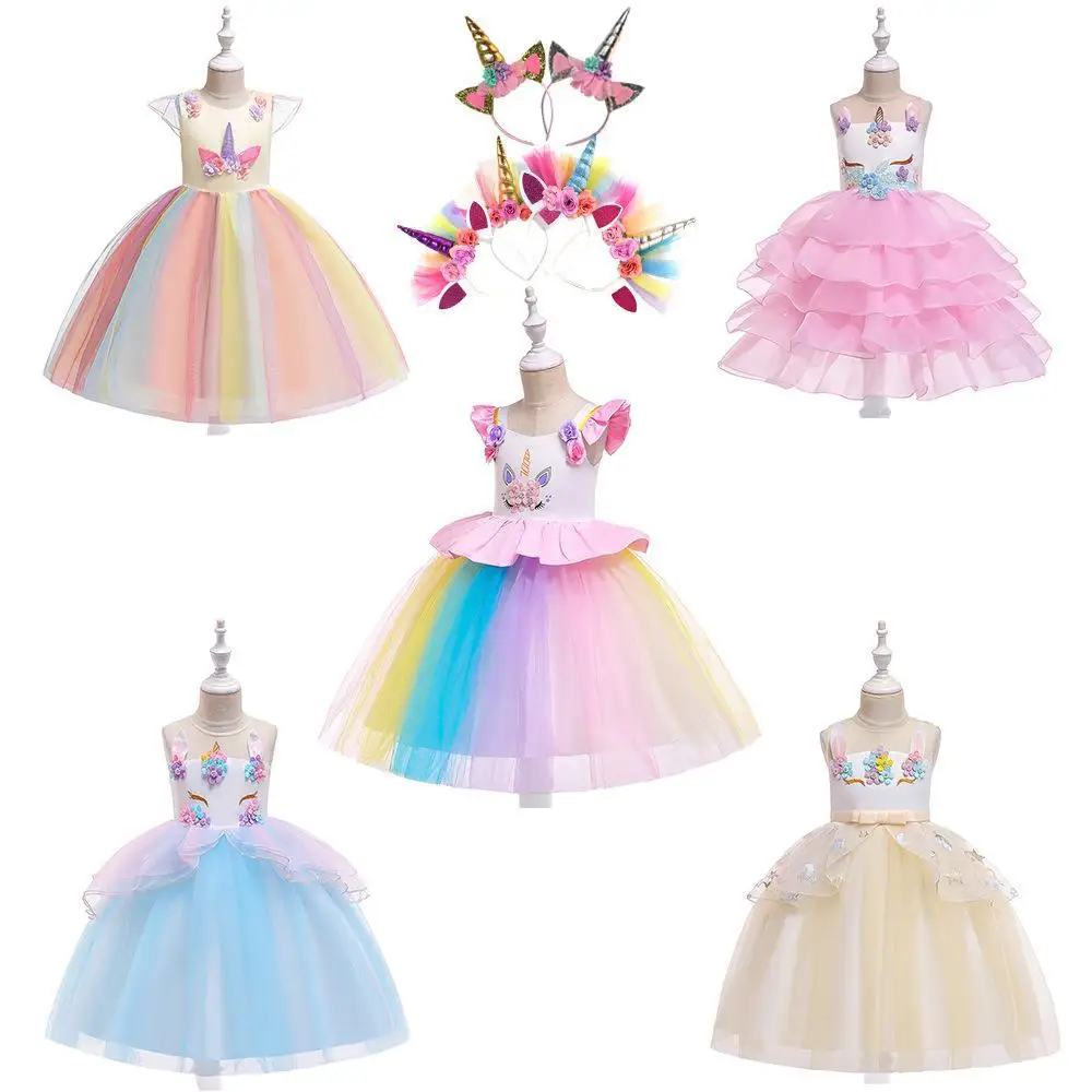 Halloween Party Sequin Unicorn Costume Dresses Children Frocks Girl