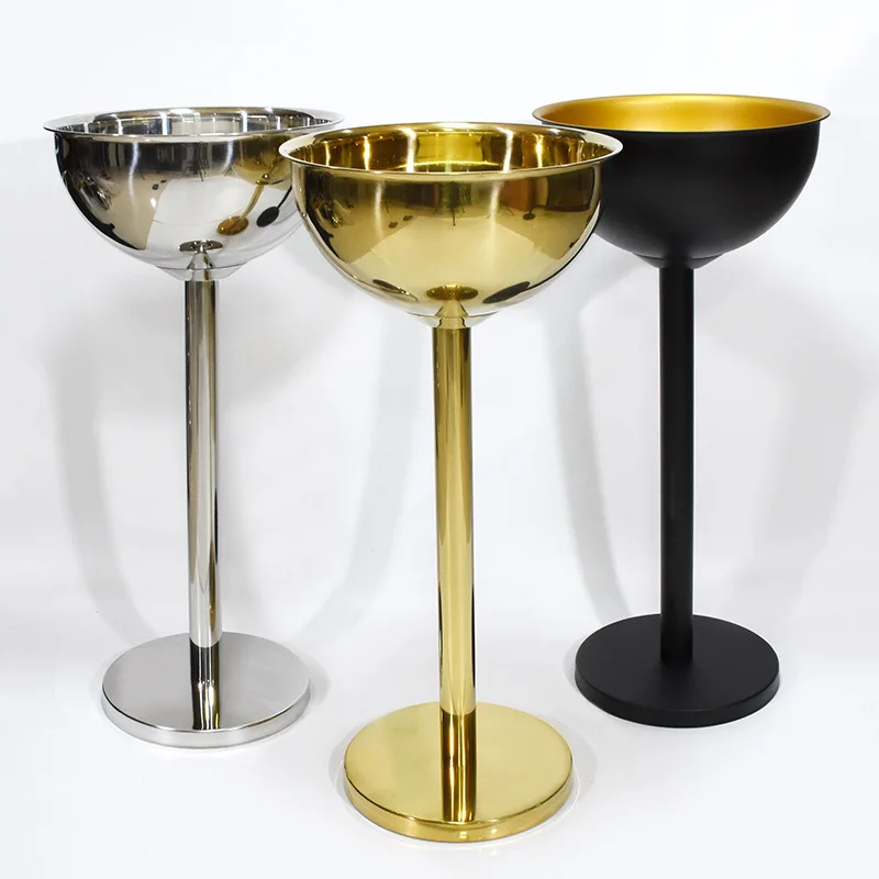 Wholesale Custom Logo Champagne Buckets Cooler 12l Bevel Connection Stand Stainless Steel Ice