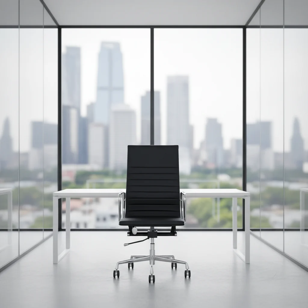 Alloy Frame Genuine Leather Executive Office Chair with Swivel Function and Steel Base 2