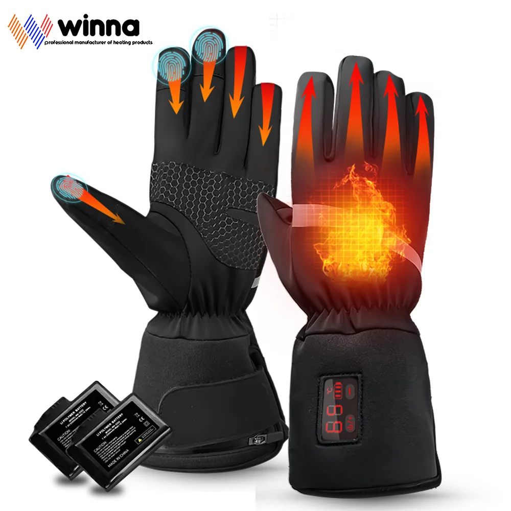 Pair Unsex Electric Heated Keep Warm Gloves Rechargeable Hands Work For Outdoor 