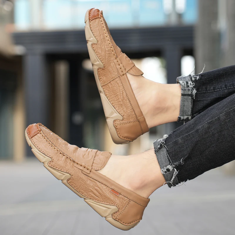 Men's Soft Moccasin Driving Loafers Suede Boat Shoes Fancy Men's Casual Genuine Leather Loafers