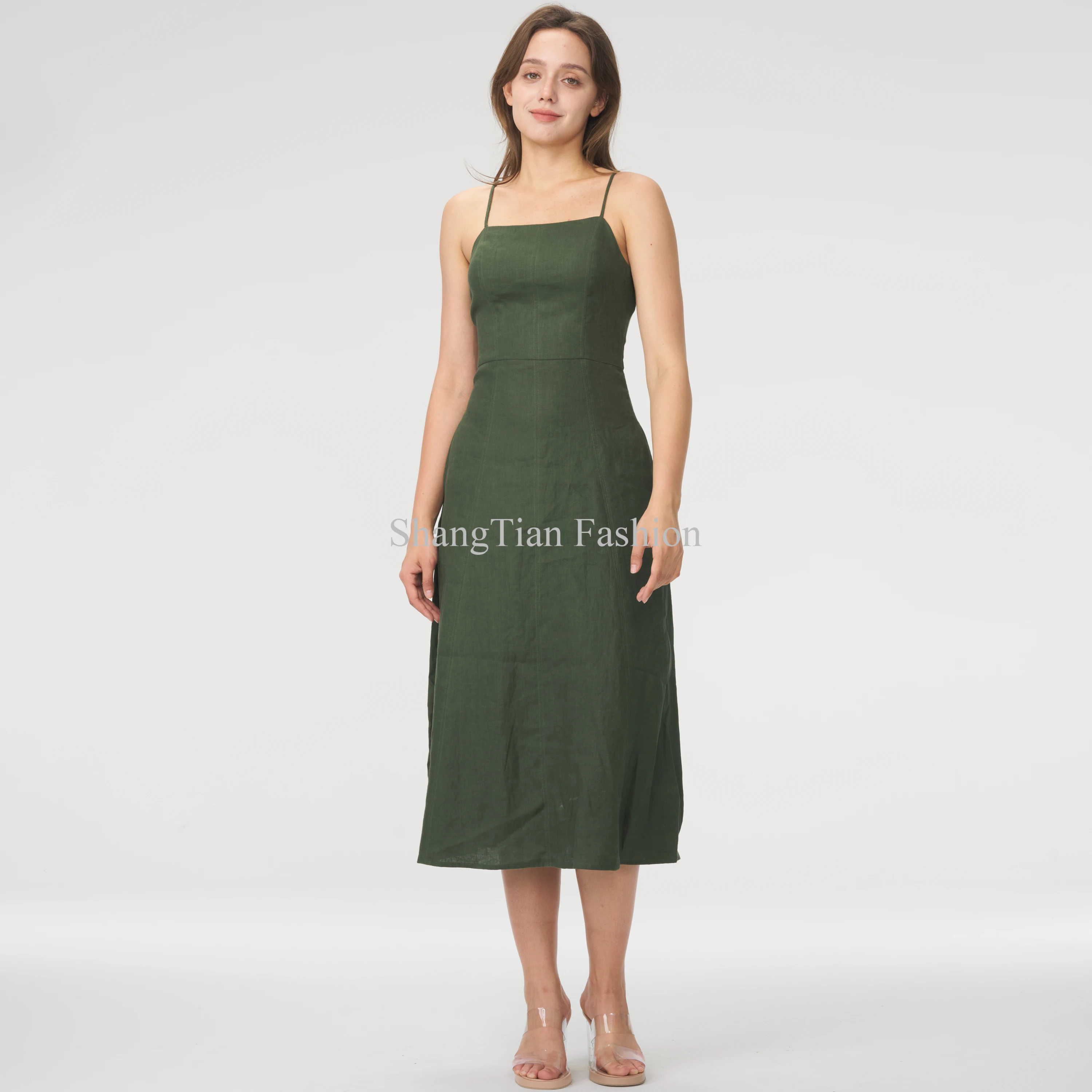 green emerald velvet dress Army Green Solid Guipure Lace Trim Fit And Flare Dress Women Summer Sh   Urbanheer
