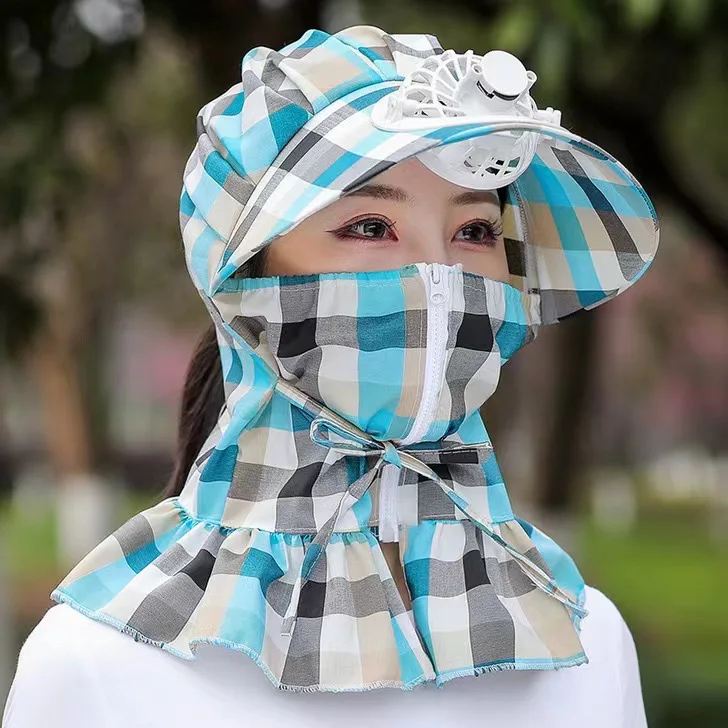 Летний новый дизайн, шапка-вентилятор на молнии для женщин, Защитная УФ-защита для лица, наружный охлаждающий перезаряжаемый вентилятор, солнцезащитный козырек