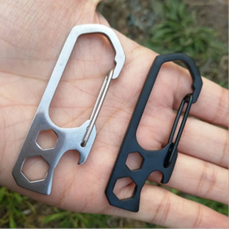 YD519 Outdoor Tool Multifunction Key Ring Beer Bottle Opener Stainless Steel Climbing Buckle Keychain Hook Openers